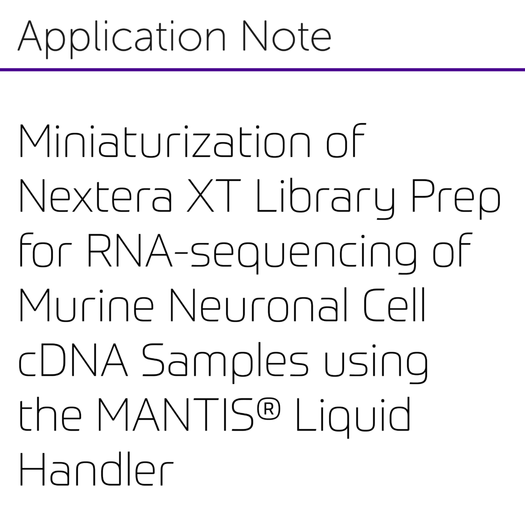 Miniaturization of Nextera XT Library Preparation for RNA-sequencing of Murine Neuronal Cell cDNA Samples using the MANTIS® Liquid Handler-01