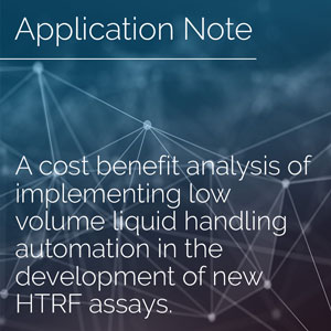 A cost benefit analysis of implementing low volume liquid handling automation in the development of new HTRF assays.