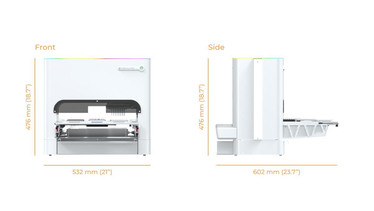 Fast Physical dimension with waste tray